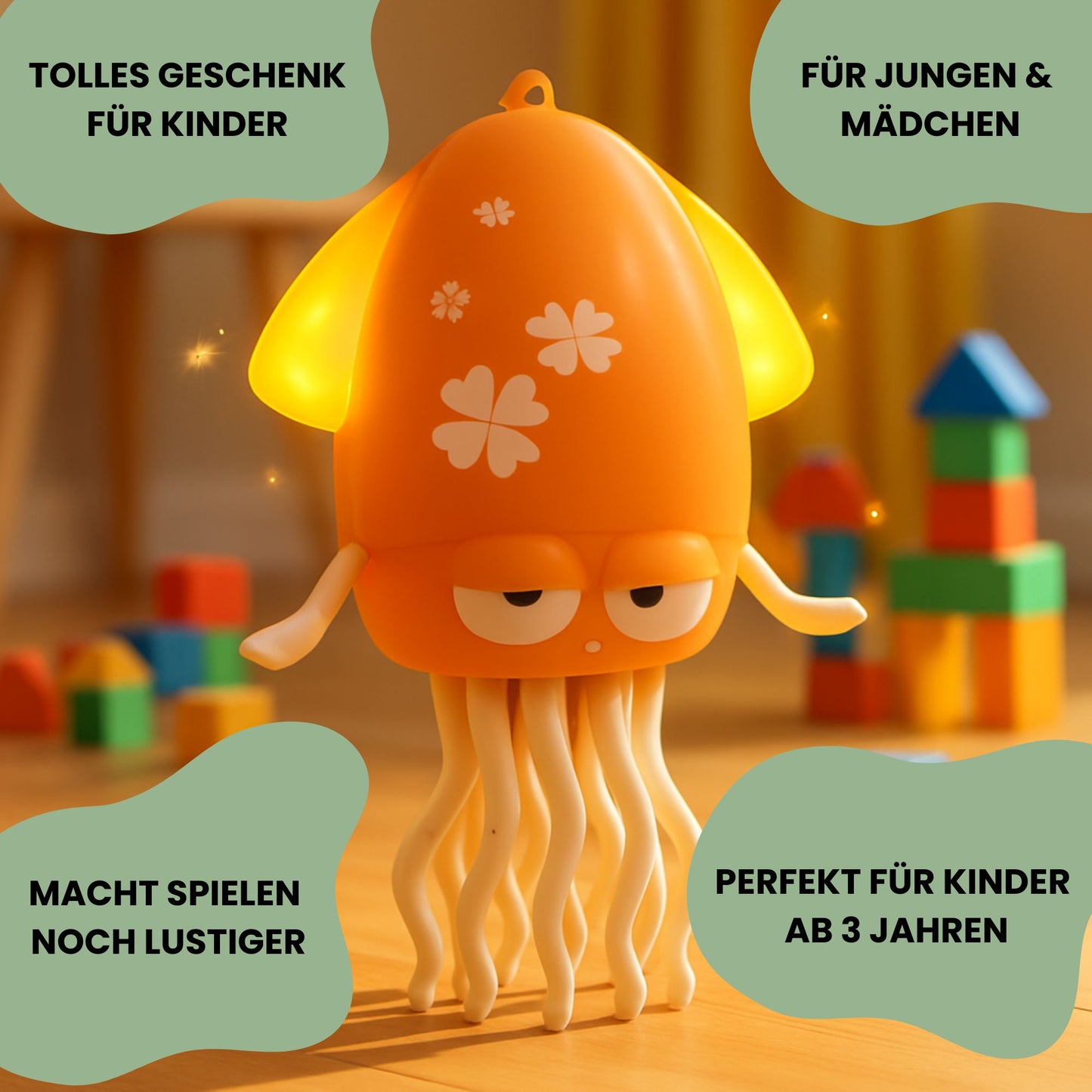 OctoDance - Tanzender Oktopus / Leuchtendes Anti Stress Spielzeug für Babys und Kinder