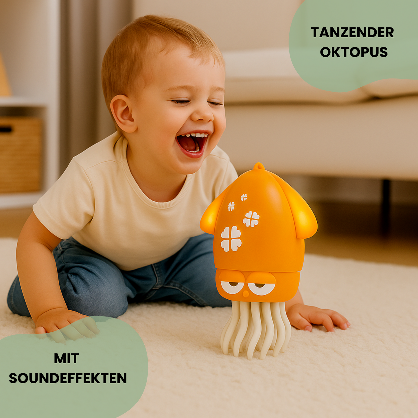 OctoDance - Tanzender Oktopus / Leuchtendes Anti Stress Spielzeug für Babys und Kinder